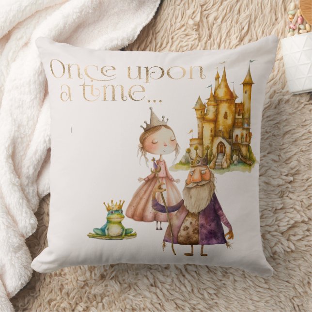 Almofada Conto de Fadas Infantil Princesa e Sapo Rosa (Cobertor)