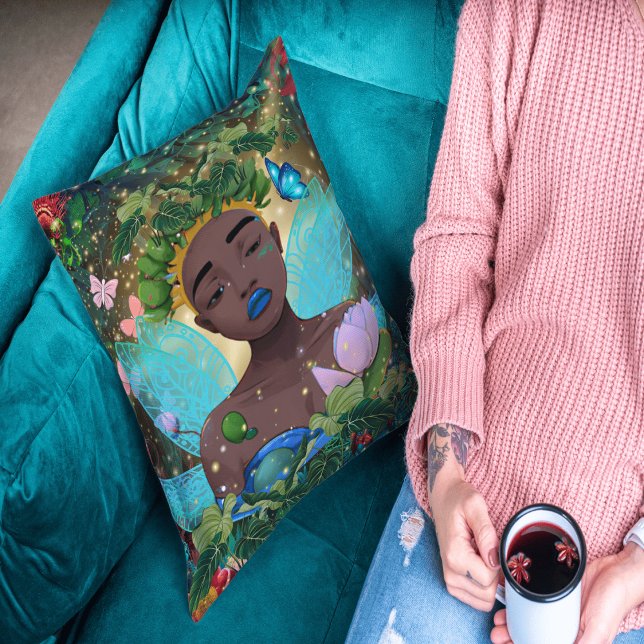 Almofada Conto Mágico de uma Fada Negra Afro-Americana (Criador carregado)