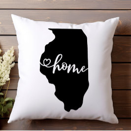 Almofada Contorno do Estado Nativo Coração Illinois
