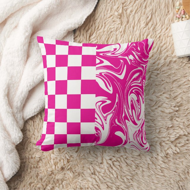 Almofada Controlos e picos em magenta e branco (Cobertor)