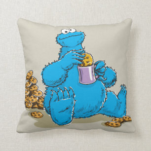 Almofada Cookie Monster Vintage Comendo Cookies