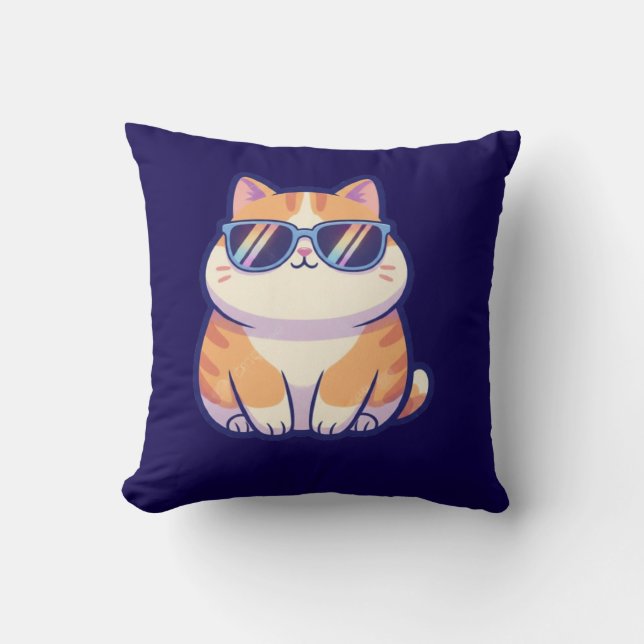 Almofada Cool Cat Throw Pillow – Stylish Feline Vibes for Y (Frente)