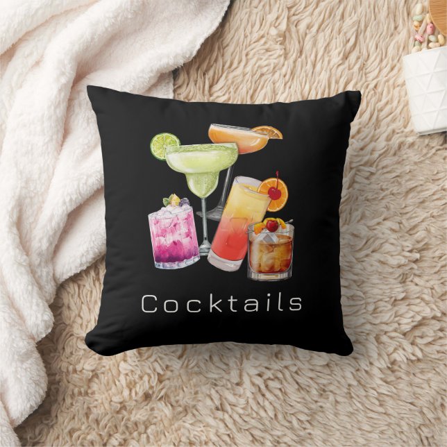 Almofada Cool Cocktails Square Throw Pillow (Cobertor)