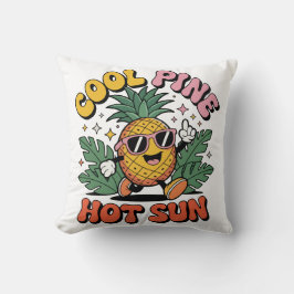 Almofada Cool Pine Hot Sun Retro Pineapple Summer Vibes 