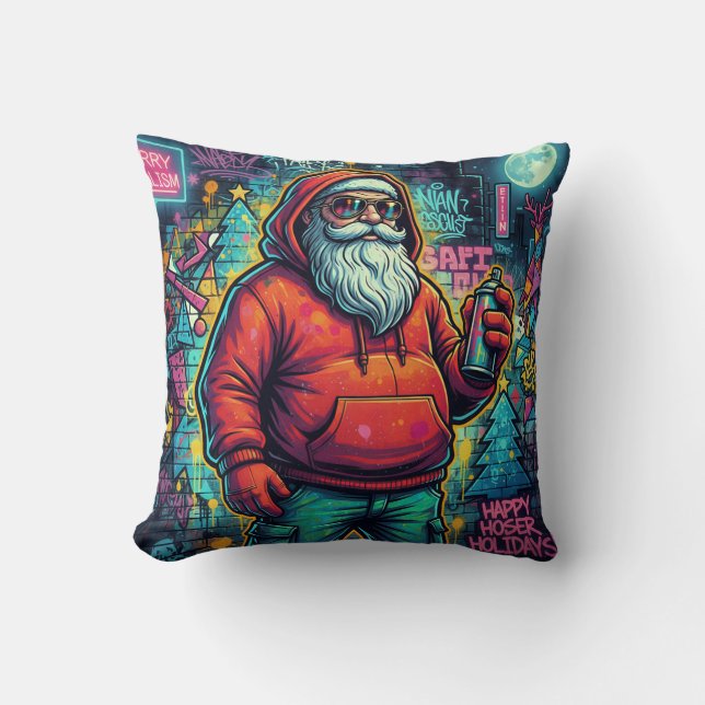Almofada Cool Santa Grafite – Estilo Natal Urbano (Frente)
