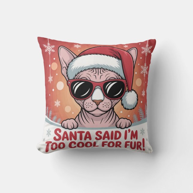 Almofada Cool Sphynx Cat Christmas Santa Design (Frente)