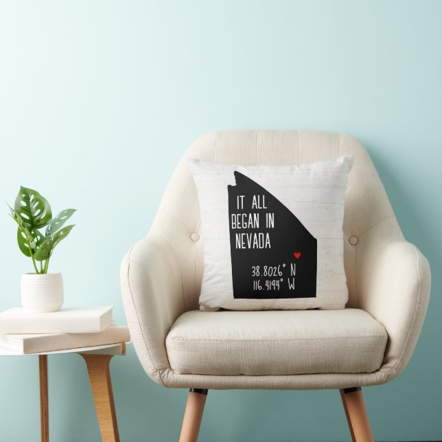 Almofada Coordenadas GPS de Nevada com Coração (Cadeira)