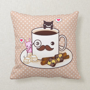 Almofada Copo de café bonito do bigode com animais do