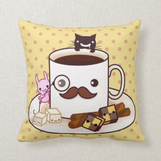 Almofada Copo de café bonito do bigode com animais do