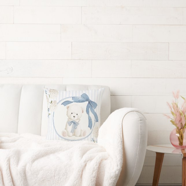 Almofada Coquette Bow Teddy Bear Baby Boy Nursery (Sofá)