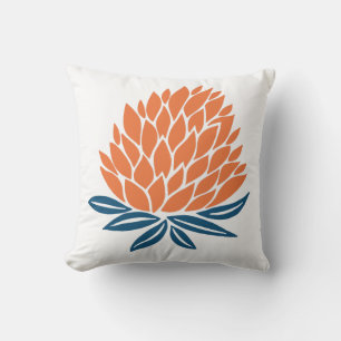 Almofada Cor Azul-Laranja-Azul Lotus