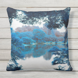 Almofada Cor azul legal, única natureza, lago