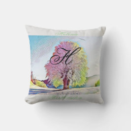 Almofada Cor da água moderna das árvores neves coloridas