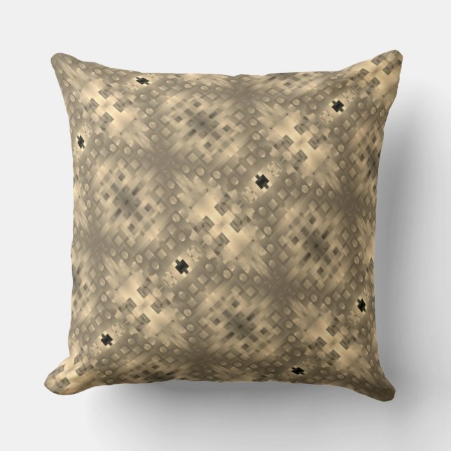 Almofada Cor da madeira ou formas de píxeis beges (Frente)