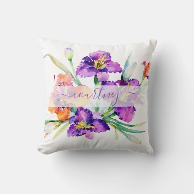 Almofada Cor d'água roxa Iris personalizada (Frente)