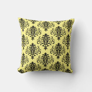 Almofada Cor damasco Amarelo Preto Moderno