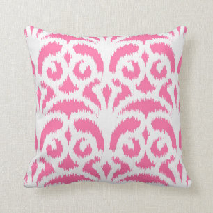 Almofada Cor damasco de Ikat - rosa quente