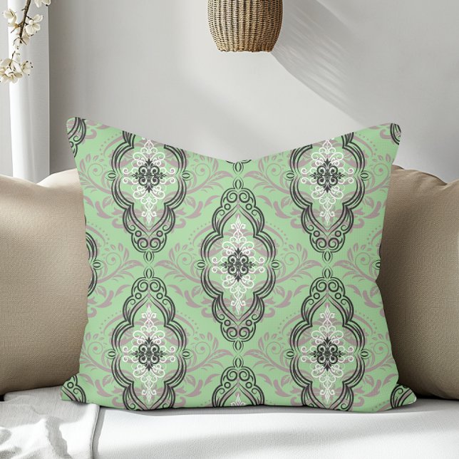 Almofada Cor damasco Elegante Moderna Verde (Criador carregado)