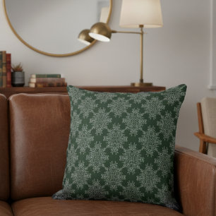 Almofada Cor damasco Floral Moderna Simples Verde Escuro