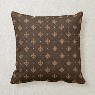 Almofada Cor damasco Francesa Brown Fleur De Lis