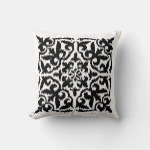 Almofada Cor damasco Ikat - preto e branco