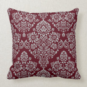 Almofada Cor damasco luxuosa em Rich e Deep Burgundy