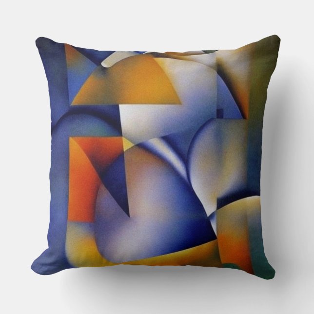 Almofada Cor-de-água Abstrato moderna cor azul-rosa (Frente)