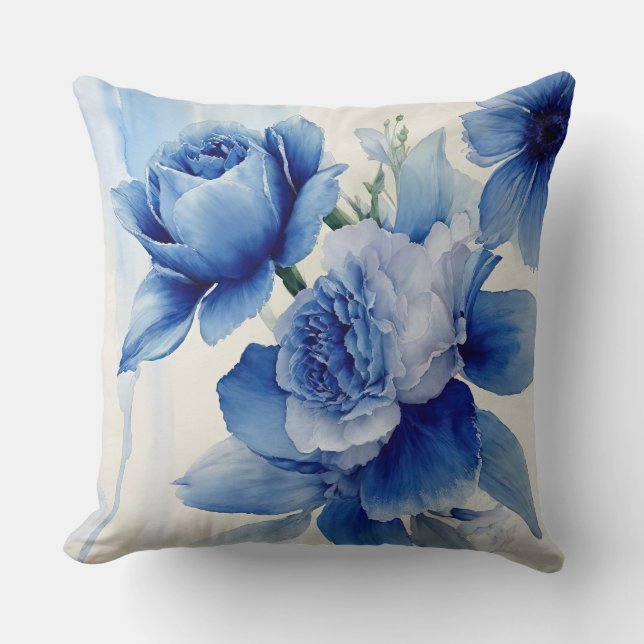 Almofada Cor de Água Azul do Sapphire Profundo (Frente)