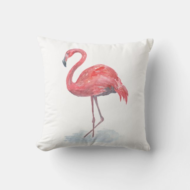 Almofada Cor de água rosa Flamingo. (Frente)