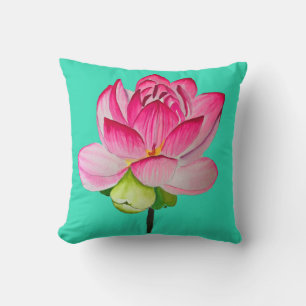 Almofada Cor-de-água rosa, flor de lótus, arte fina