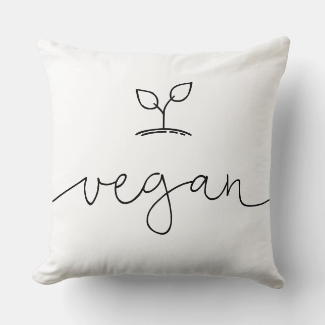 Almofada Cor de Fundo Personalizada Mínima do Vegan (Frente)