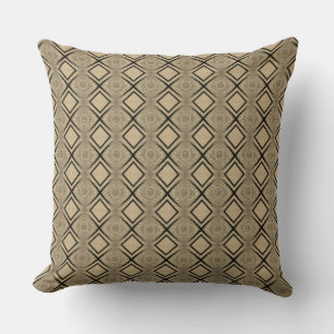 Almofada Cor de Goldenrod com Formas de Diamante Bege