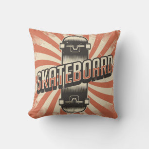 Almofada Cor de laranja do skate de Grunge Clássico da Retr
