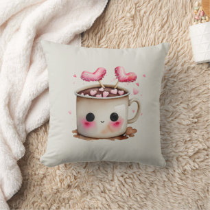 Almofada Cor-de-rosa-branca e creme Mug de chocolate quente