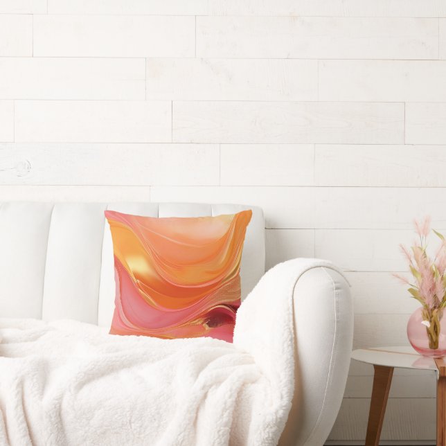 Almofada Cor-de-rosa-laranja moderno e Dourado- (Sofá)