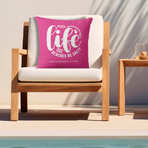 Almofada Cor-de-rosa quente com vida de piscina