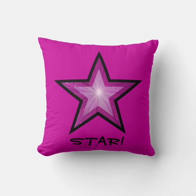 Almofada Cor-de-rosa-travesseiro decorativo preto Estrela (Frente)