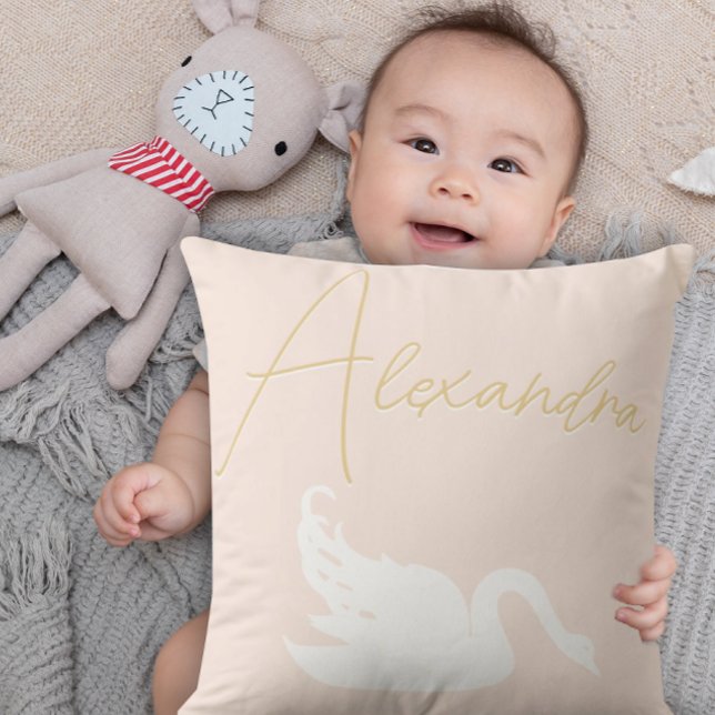 Almofada Cor do rosa-claro e do cisne branco (Criador carregado)