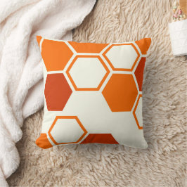 Almofada Cor laranja hexagonal geométrica