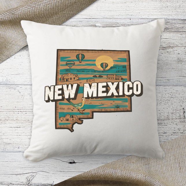 Almofada Cor Nova do Estado Retro Novo México (Criador carregado)