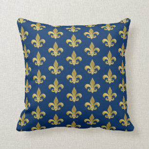 Almofada Cor personalizada, cor dourada Fleur-de-lis