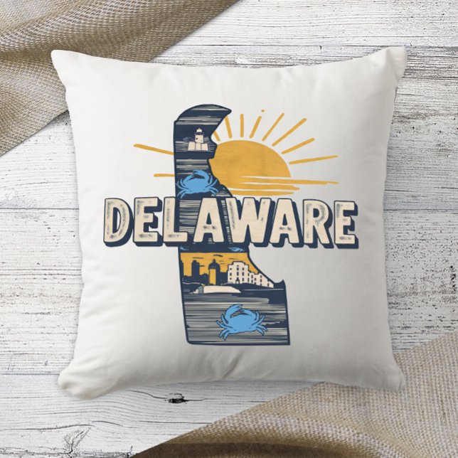 Almofada Cor Retro do Estado Nativo Delaware  (Criador carregado)