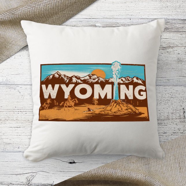 Almofada Cor Wyoming Estado Retro (Criador carregado)