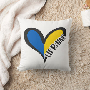 Almofada Coração azul e amarelo, cores da bandeira ucranian