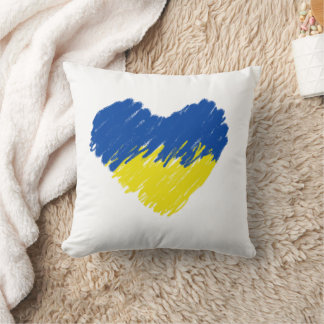 Almofada Coração azul e amarelo, cores da bandeira ucranian
