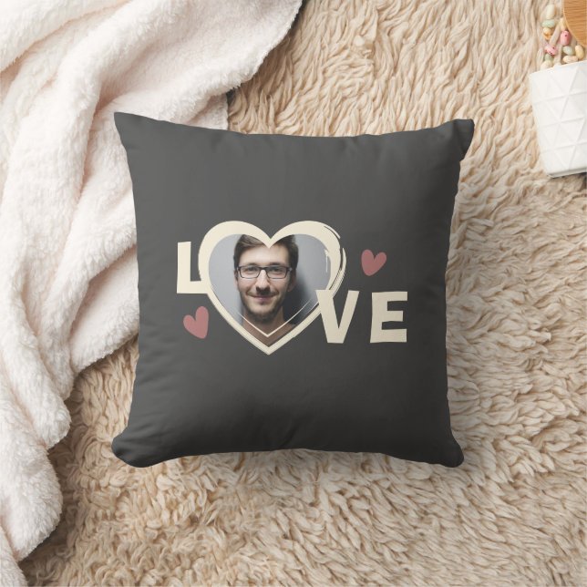 Almofada Coração de Amor com Foto Personalizada Simples Mod (Cobertor)
