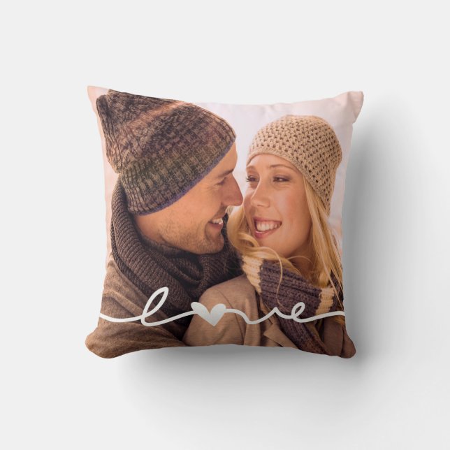 Almofada Coração de Amor Moderno Foto Personalizada  (Frente)