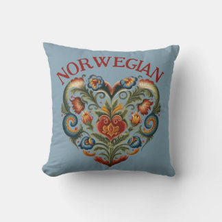 Almofada Coração de Arte Folk Norueguesa Rosemaling