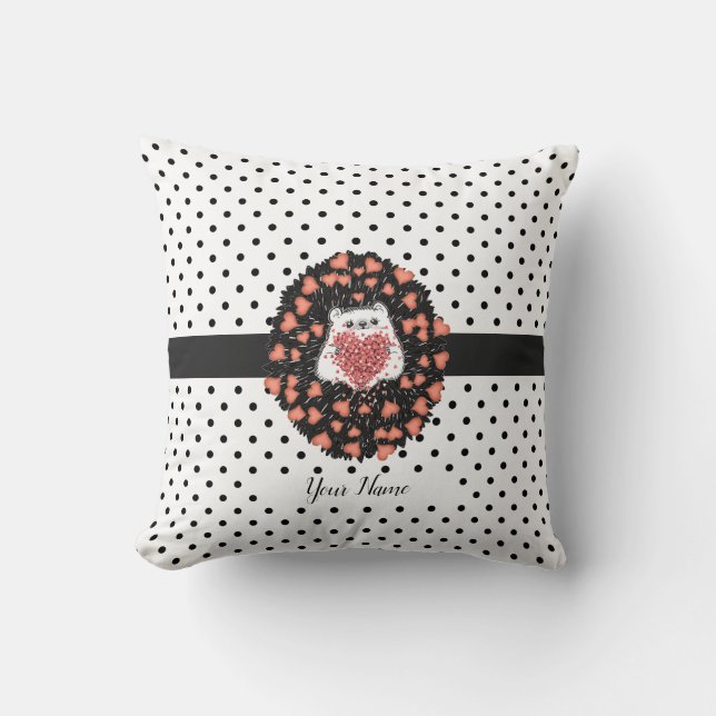 Almofada Coração de Bolinhas de porco-dandelion (Frente)