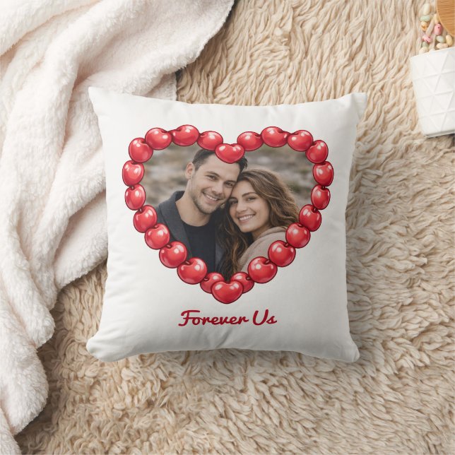 Almofada Coração de Cereja Romântico com Foto Personalizada (Cobertor)